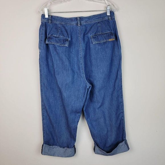 Vintage High Rise Paper Bag Cropped Jeans Size 14 - Picture 2 of 8